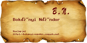 Bokányi Nándor névjegykártya