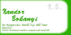 nandor bokanyi business card